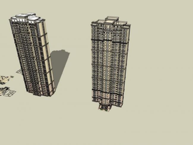 Sketchup住宅模型|超高层住宅，居住建筑，古典风格