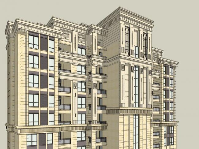 Sketchup住宅模型|超高层住宅，居住建筑，古典风格