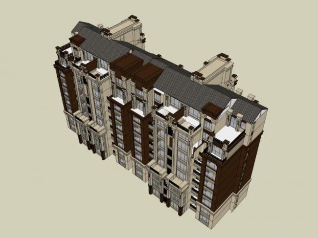 Sketchup住宅模型|多层住宅，居住建筑，古典风格
