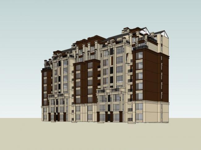 Sketchup住宅模型|多层住宅，居住建筑，古典风格