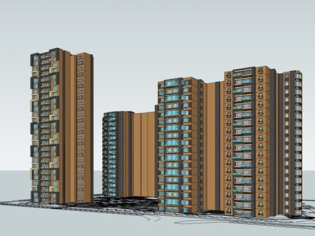 Sketchup住宅模型|高层住宅，现代风格