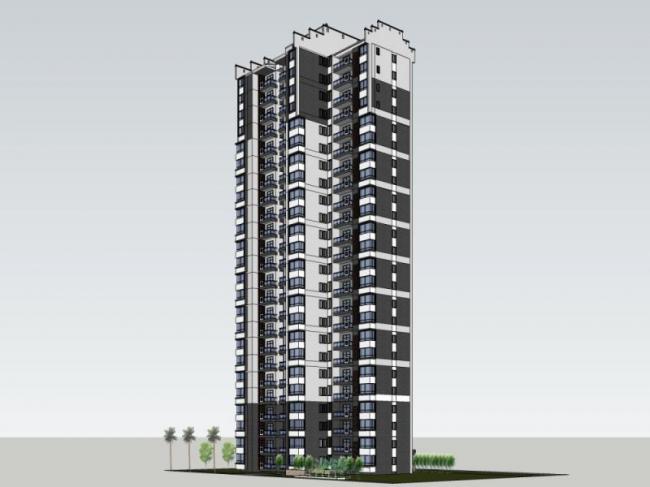 Sketchup住宅模型|高层住宅，现代中式风格
