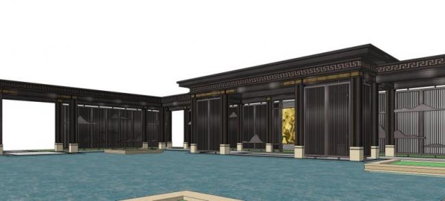 Sketchup文化模型|中式回廊，文化，中式风格