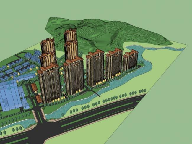 Sketchup住宅模型|超高层住宅，居住建筑，古典风格