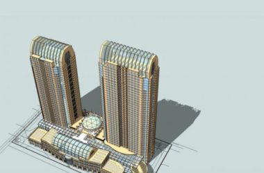 Sketchup综合体模型|超高层商业综合体，住宅，办公，古典风格-BIM建筑网