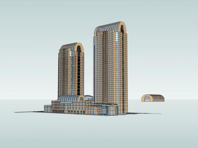 Sketchup综合体模型|超高层商业综合体，住宅，办公，古典风格