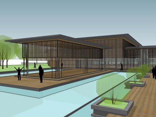 Sketchup商业模型|会所，现代中式风格