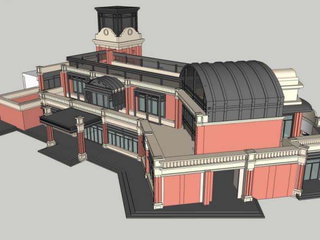 Sketchup商业模型|低层会所，现代风格