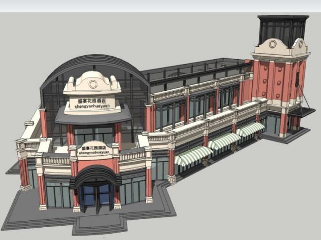 Sketchup商业模型|低层会所，现代风格