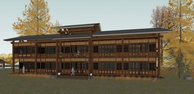 Sketchup住宅模型|住宅，现代中式风格