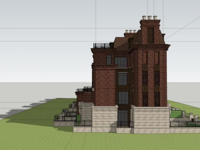 Sketchup住宅模型|多层联排住宅，居住建筑，古典风格，欧式风格