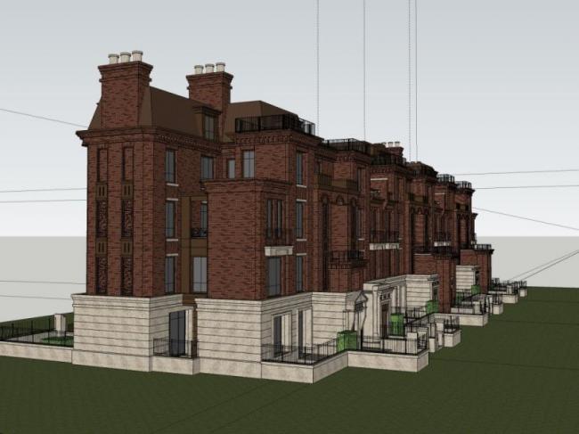 Sketchup住宅模型|多层联排住宅，居住建筑，古典风格，欧式风格