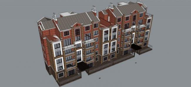 Sketchup住宅模型|多层住宅，古典风格