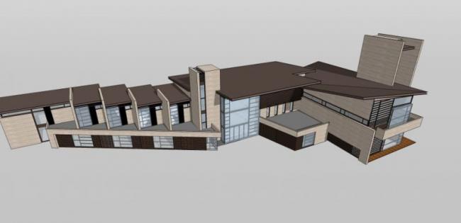 Sketchup商业模型|多层会所，现代中式风格