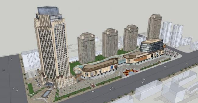 Sketchup综合体模型|超高层商业综合体，办公，住宅，酒店，古典风格