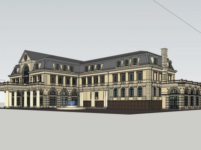 Sketchup酒店模型|多层酒店会所，欧式风格