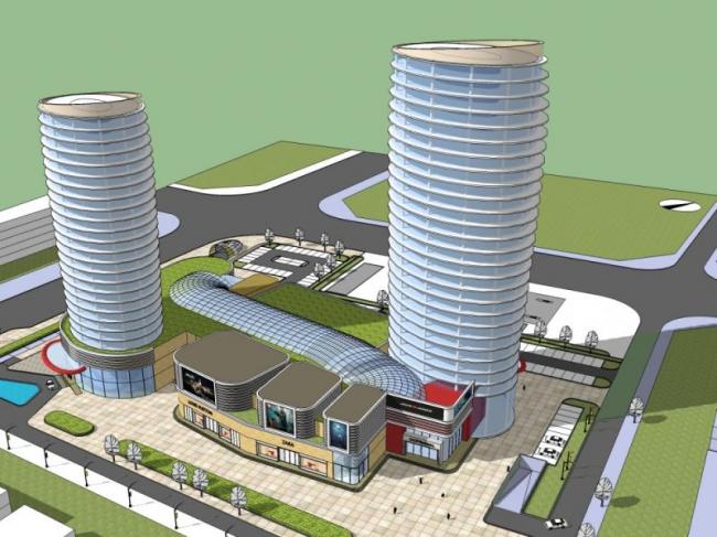 Sketchup综合体模型|多高层商业综合体，办公，酒店，现代风格