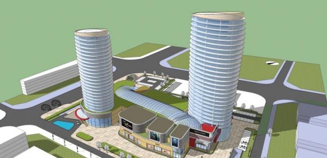 Sketchup综合体模型|多高层商业综合体，办公，酒店，现代风格