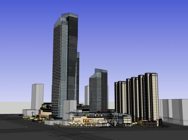 Sketchup综合体模型|超高层商业综合体，住宅，办公，现代风格
