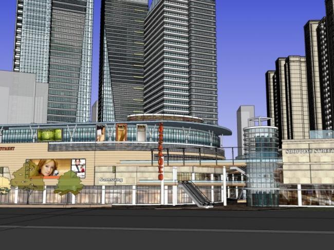 Sketchup综合体模型|超高层商业综合体，住宅，办公，现代风格