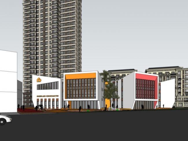 Sketchup学校模型|多层幼儿园学校，校园教育建筑，现代风格