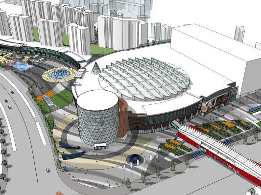 Sketchup综合体模型|多层商业综合体，现代风格