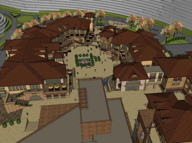 Sketchup商业模型|多层商业街，西班牙风格