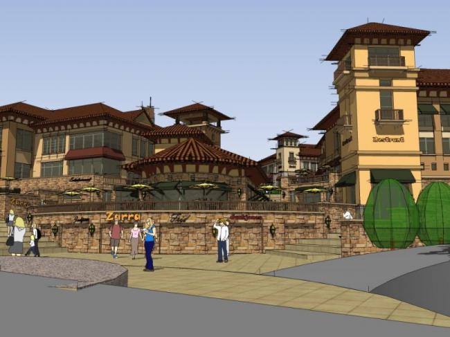 Sketchup商业模型|多层商业街，西班牙风格