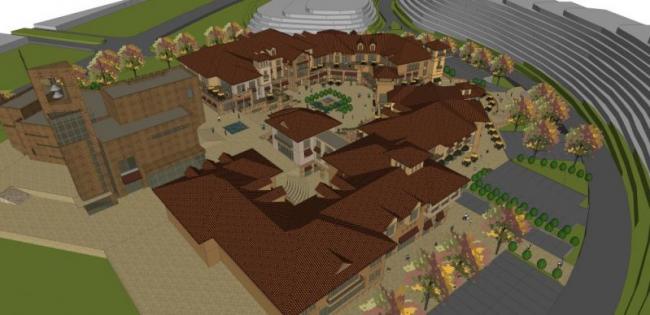 Sketchup商业模型|多层商业街，西班牙风格