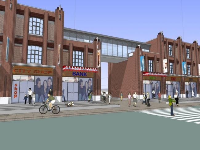 Sketchup商业模型|多层商业街，欧式风格