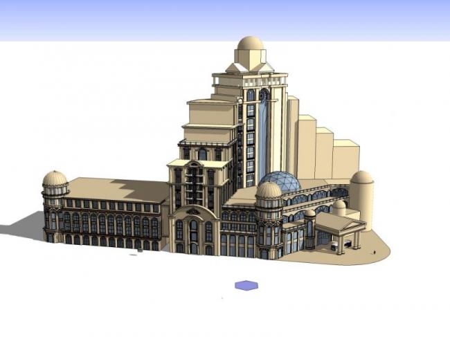 Sketchup酒店模型|高层酒店，欧式风格