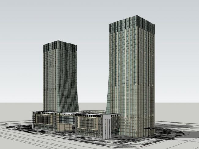 Sketchup办公模型|超高层办公楼，现代风格