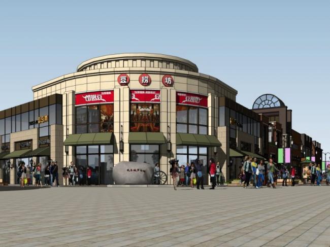 Sketchup商业模型|多层商业街，现代风格