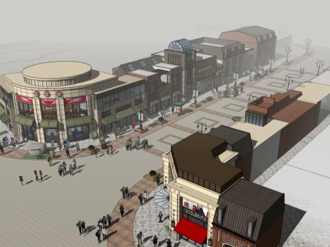 Sketchup商业模型|多层商业街，现代风格