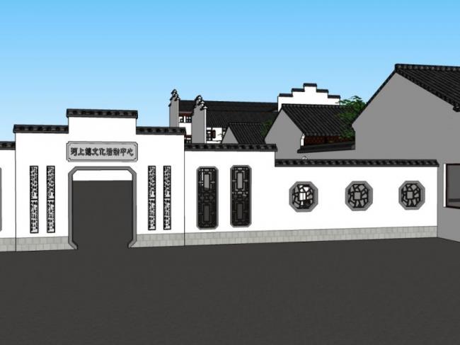 Sketchup文化模型|院落，中式风格，多层文化活动中心