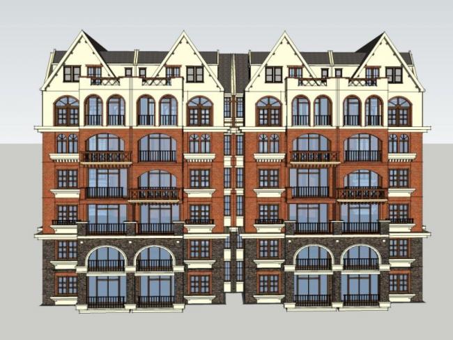 Sketchup住宅模型|多层住宅，古典风格
