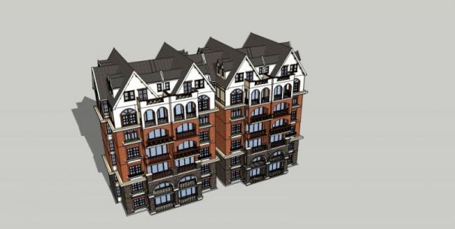 Sketchup住宅模型|多层住宅，古典风格