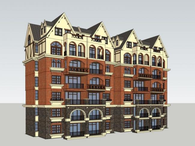 Sketchup住宅模型|多层住宅，古典风格