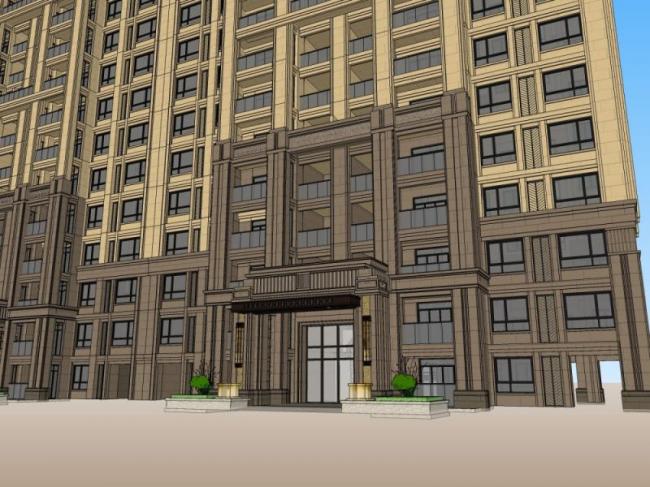 Sketchup住宅模型|超高层住宅楼，居住建筑，古典风格