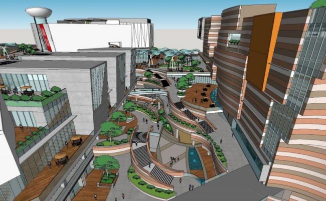 Sketchup住宅模型|超高层居住区，底层商业，现代风格