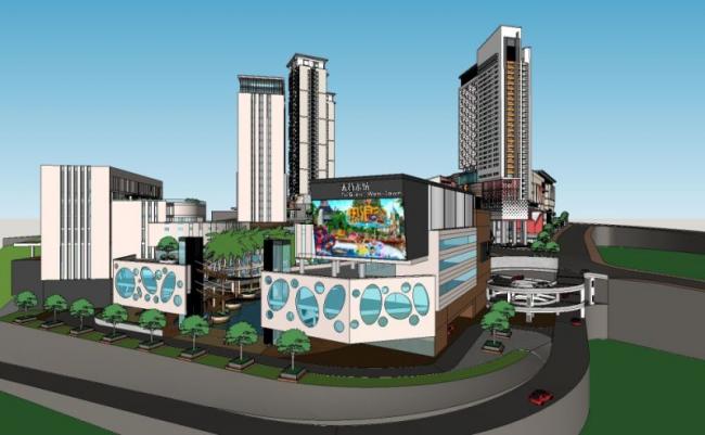 Sketchup住宅模型|超高层居住区，底层商业，现代风格