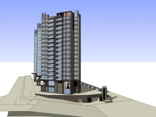 Sketchup住宅模型|高层住宅楼，底层商业，现代风格