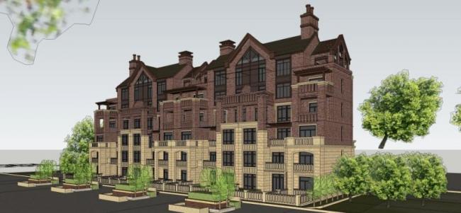 Sketchup住宅模型|多层住宅，花园洋房，欧式古典风格