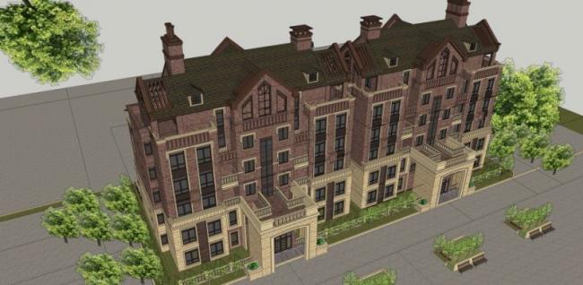 Sketchup住宅模型|多层住宅，花园洋房，欧式古典风格
