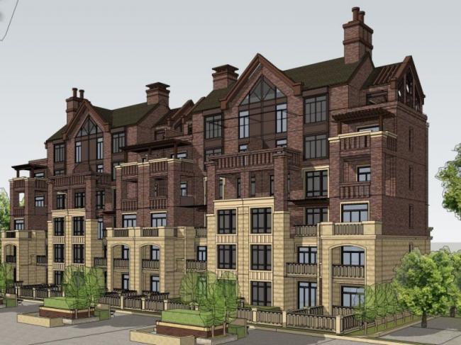 Sketchup住宅模型|多层住宅，花园洋房，欧式古典风格