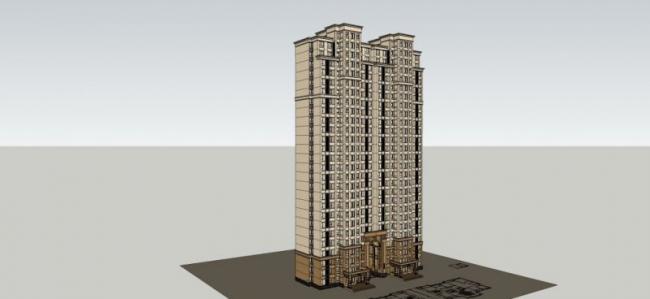 Sketchup住宅模型|超高层住宅楼，古典风格