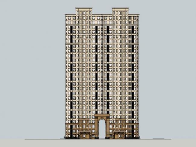Sketchup住宅模型|超高层住宅楼，古典风格