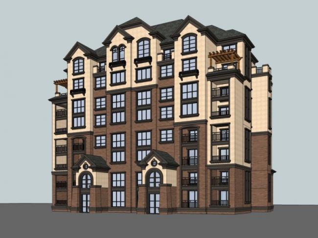 Sketchup住宅模型|多层住宅，欧式古典风格