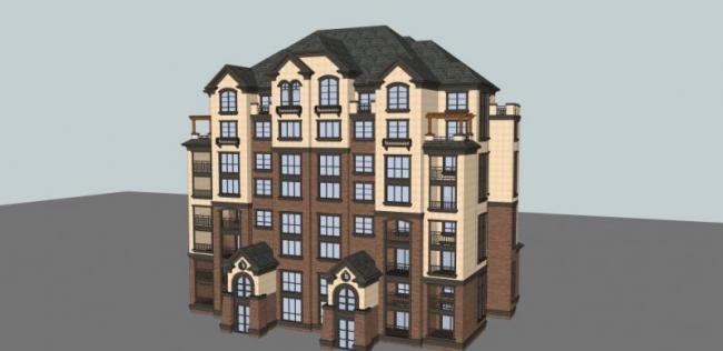 Sketchup住宅模型|多层住宅，欧式古典风格