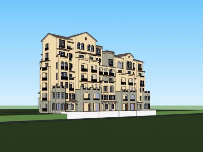 Sketchup住宅模型|多层住宅，居住建筑，古典风格，欧式风格